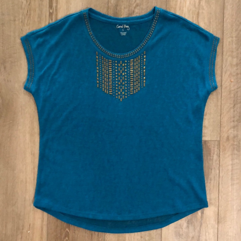 CORAL BAY Teal Super Soft Top with Accents